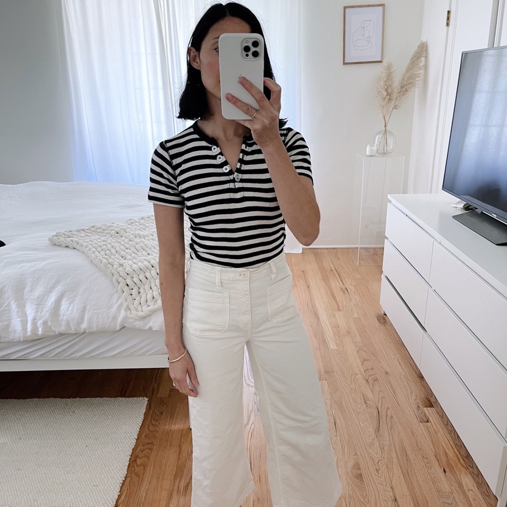 Edith A Miller Short Sleeve Striped Henley